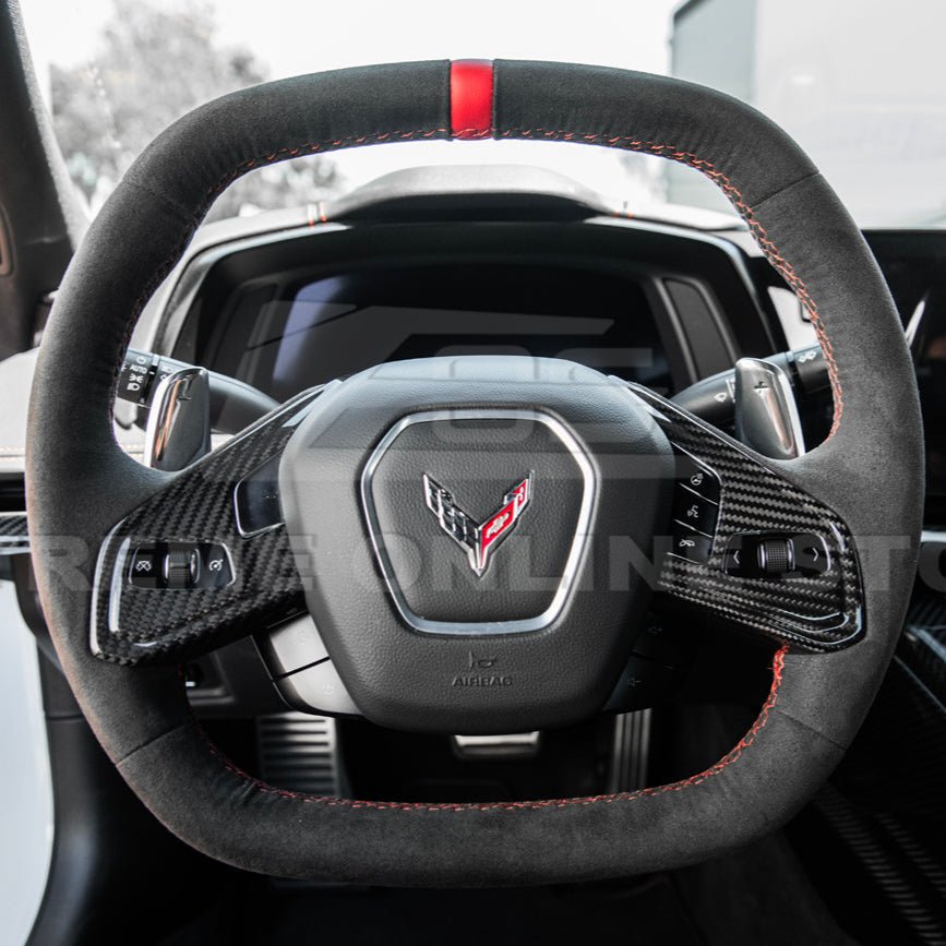 Chevrolet Corvette C8 Factory Style Carbon Fiber Steering Wheel Trim Cover 2020-Up