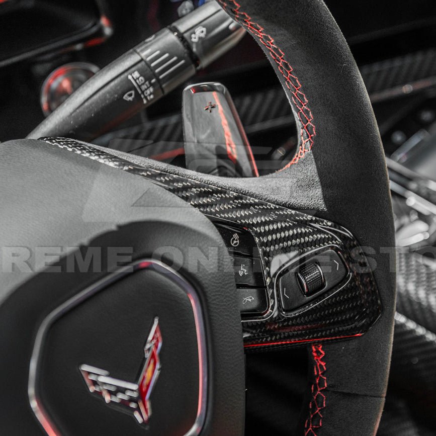 Chevrolet Corvette C8 Factory Style Carbon Fiber Steering Wheel Trim Cover 2020-Up