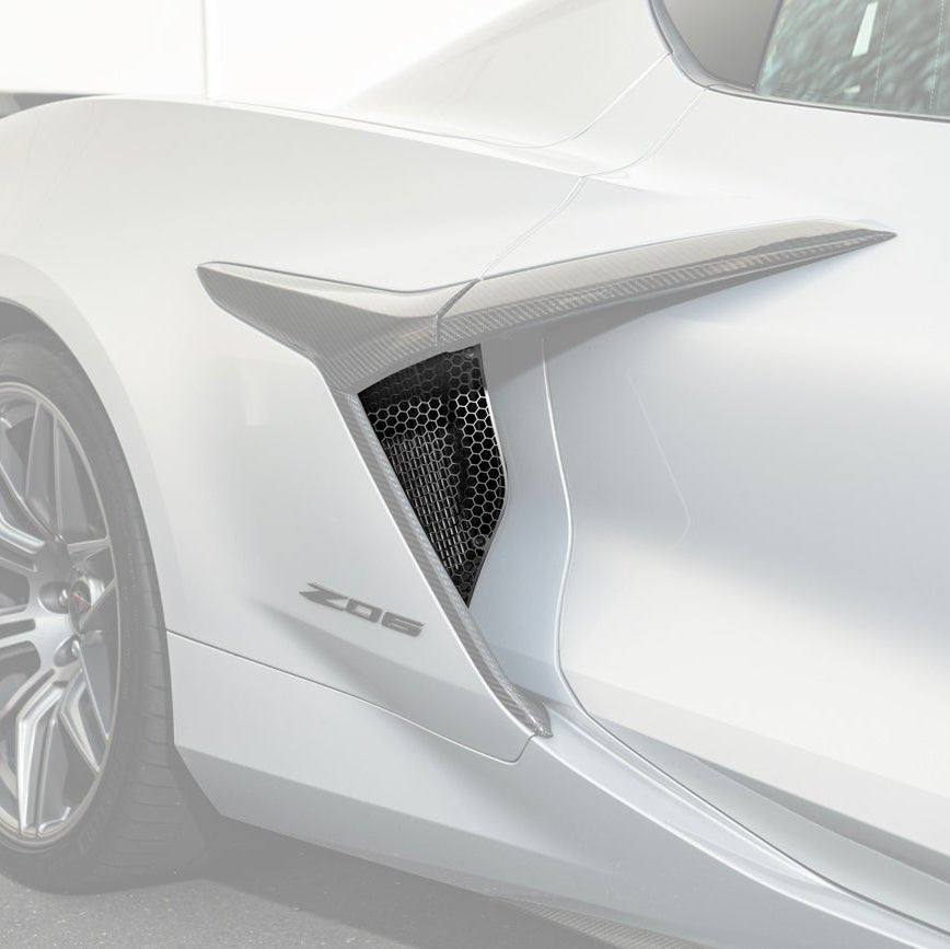Chevrolet Corvette C8 Z06 E-Ray Aluminum Rear Side Intake Mesh Grille Inserts 2023-Up