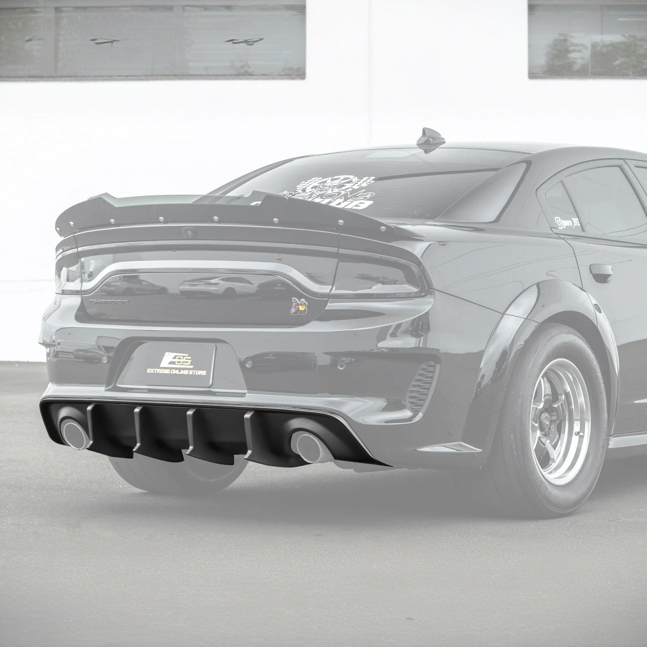 Dodge Charger Widebody SRT Style Matte Black Rear Bumper Exhaust Diffuser 2020-Up