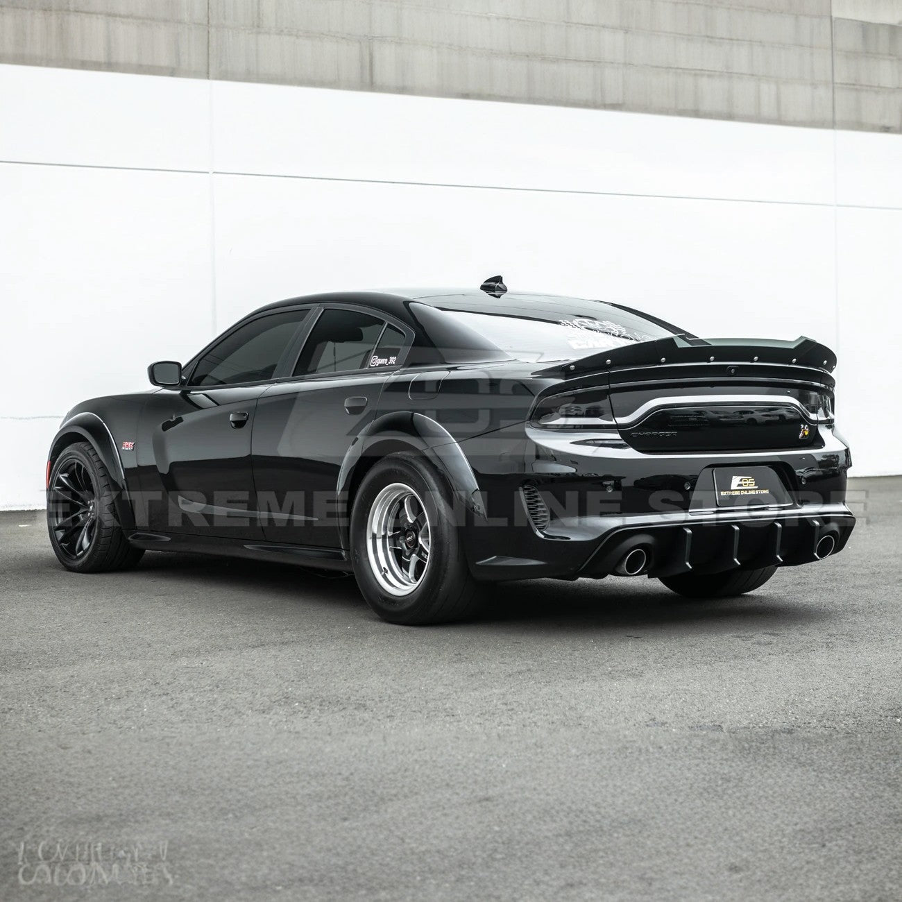 Dodge Charger Widebody SRT Style Matte Black Rear Bumper Exhaust Diffuser 2020-Up