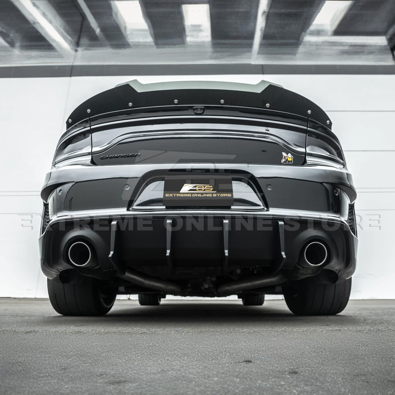 Dodge Charger Widebody SRT Style Matte Black Rear Bumper Exhaust Diffuser 2020-Up