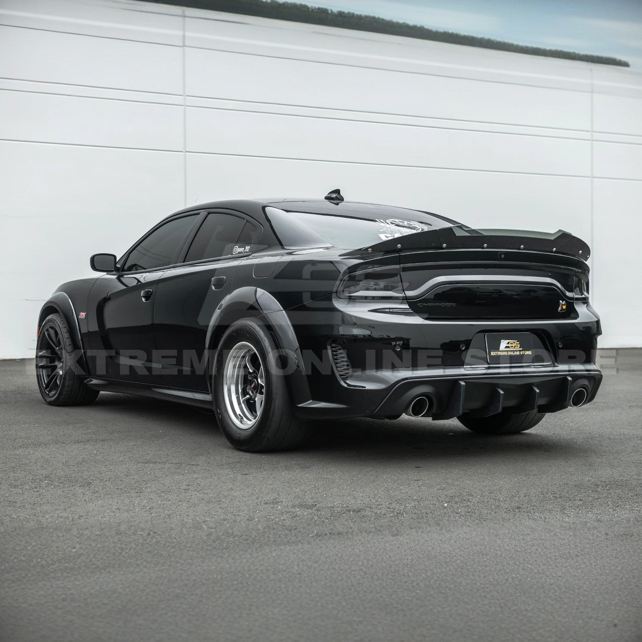Dodge Charger Widebody SRT Performance Style Matte Gloss Black Rear Bumper Exhaust Diffuser 2020-Up