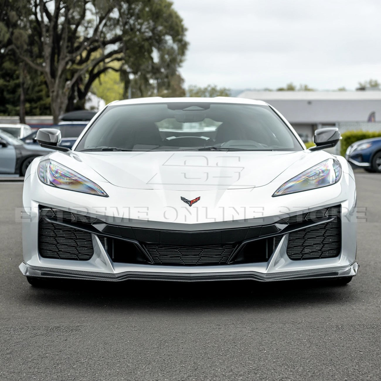 Chevrolet Corvette C8 Z06 E-Ray Z07 Style Dry Carbon Fiber Extended One Piece Front Lip Splitter 2023-Present