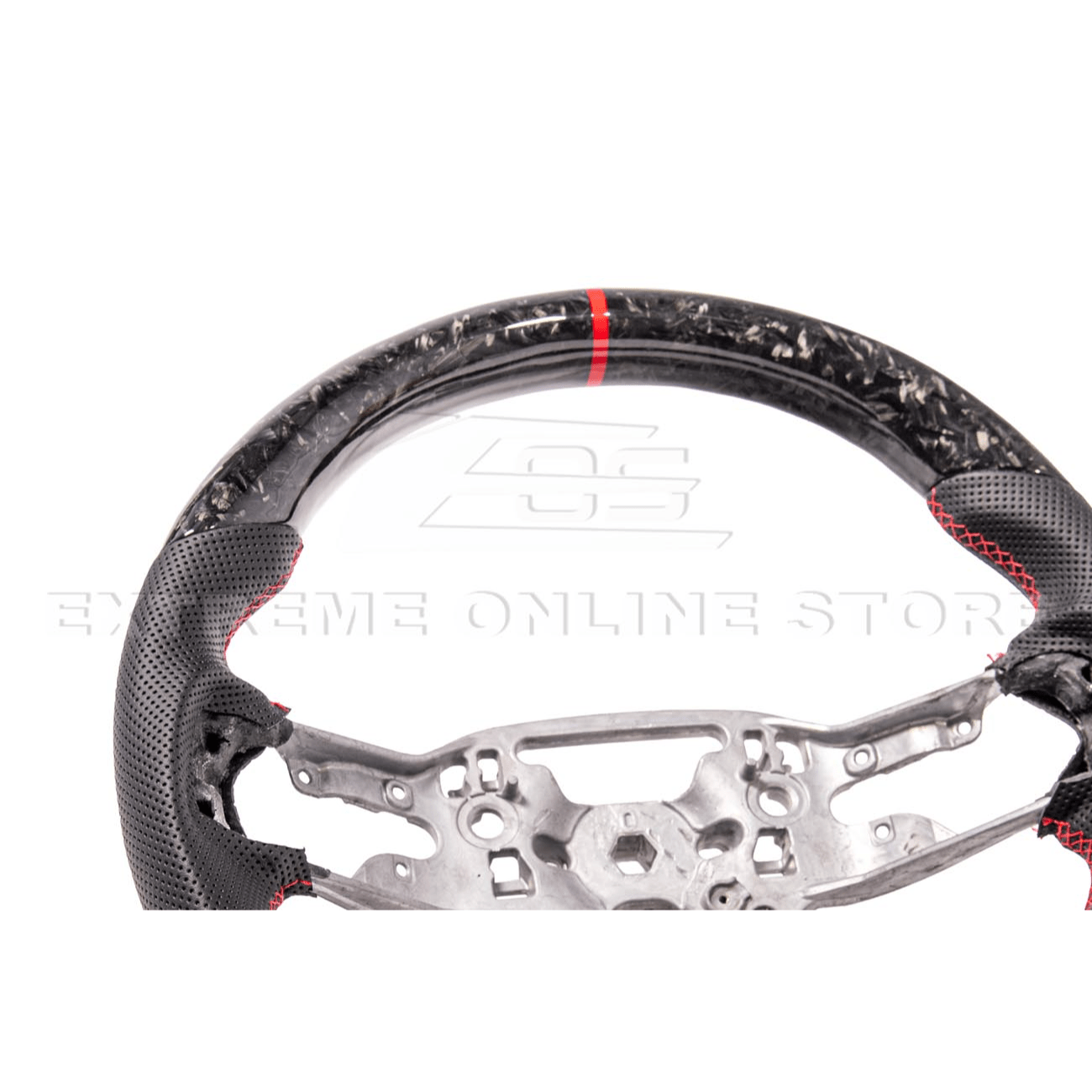Ford Mustang S650 Forged Carbon Fiber Steering Wheel Red Stripe 2024-Up