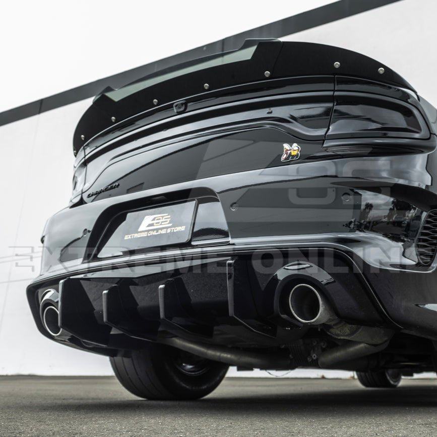Dodge Charger Widebody SRT Performance Style Matte Gloss Black Rear Bumper Exhaust Diffuser 2020-Up