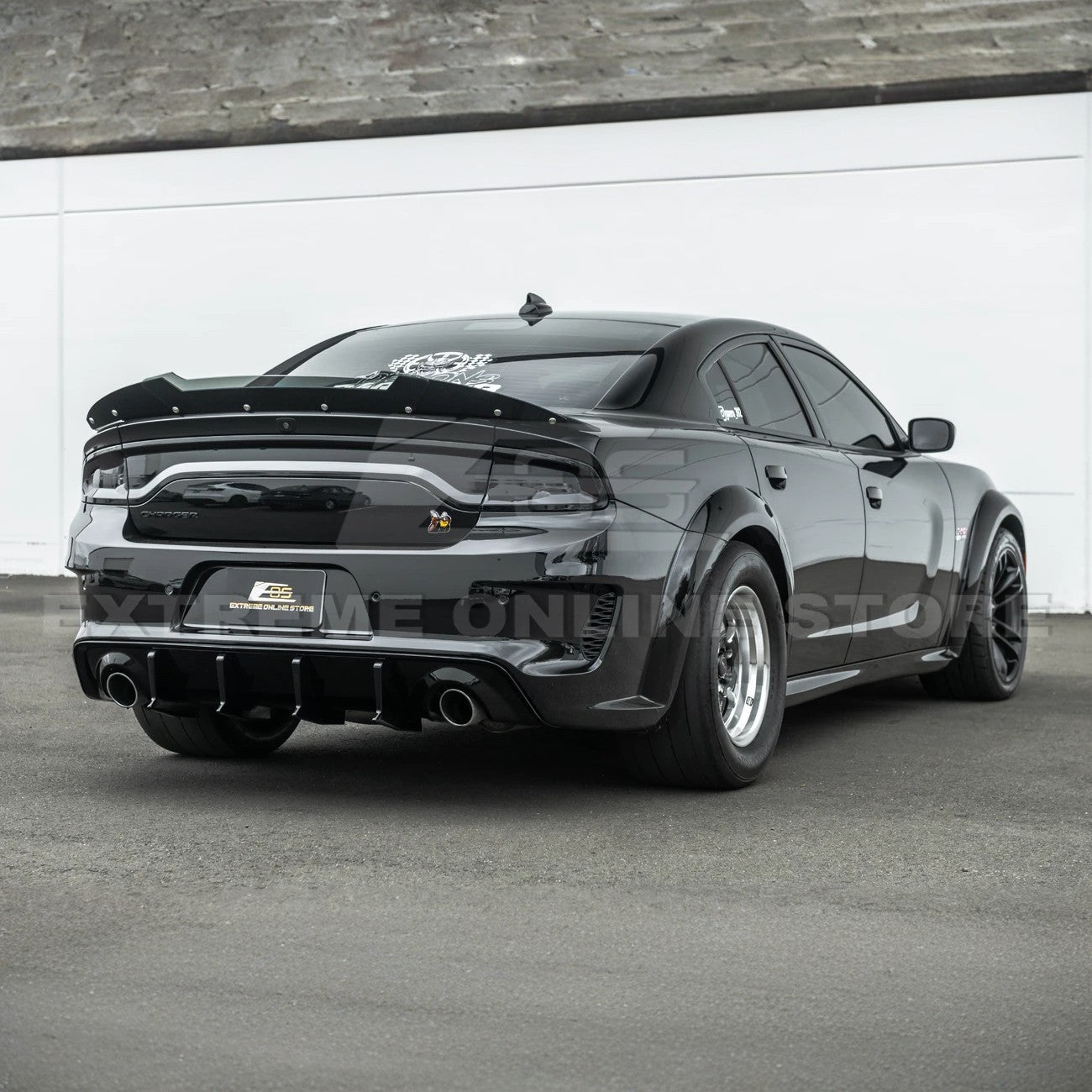 Dodge Charger Widebody SRT Style Matte Black Rear Bumper Exhaust Diffuser 2020-Up