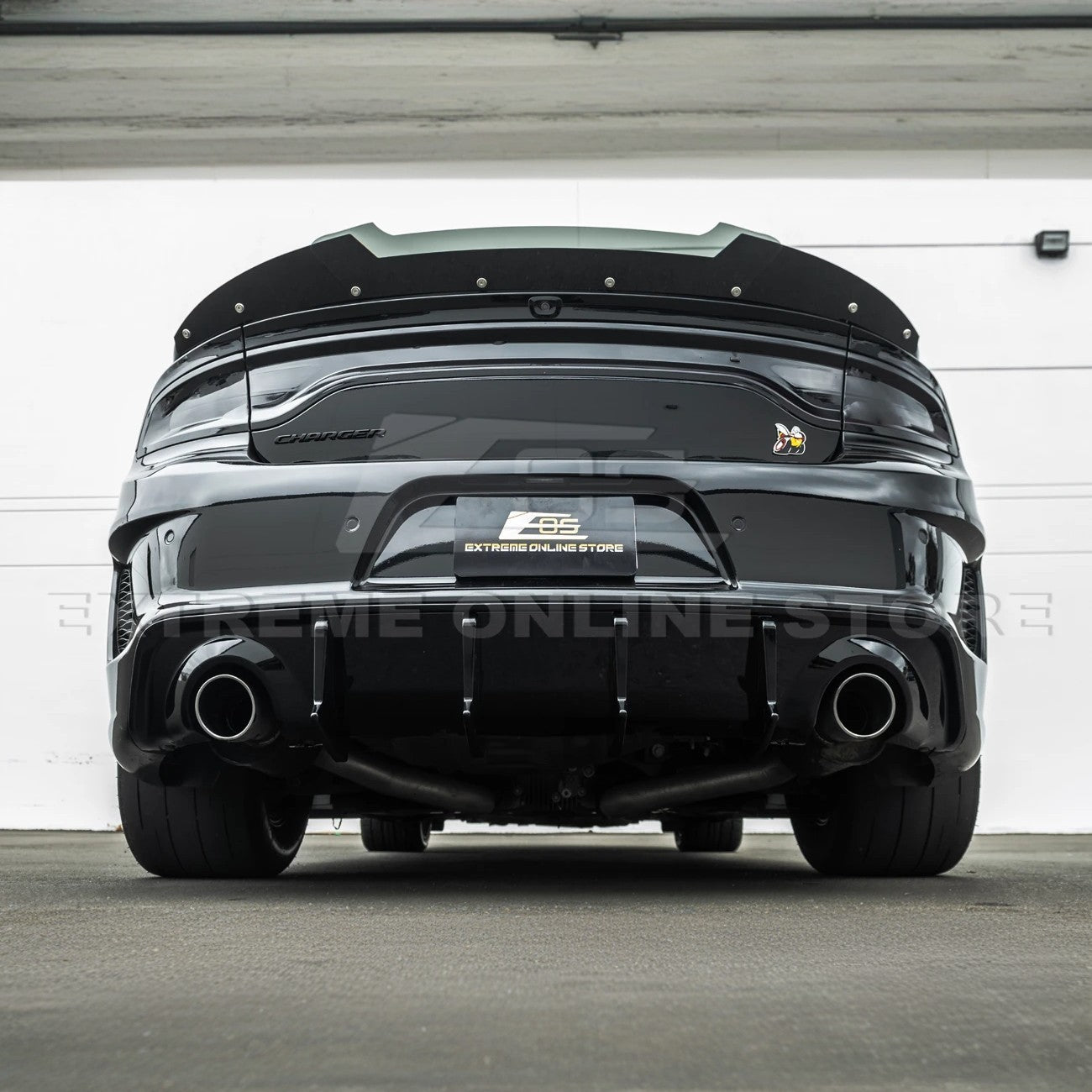 Dodge Charger Widebody SRT Style Matte Black Rear Bumper Exhaust Diffuser 2020-Up