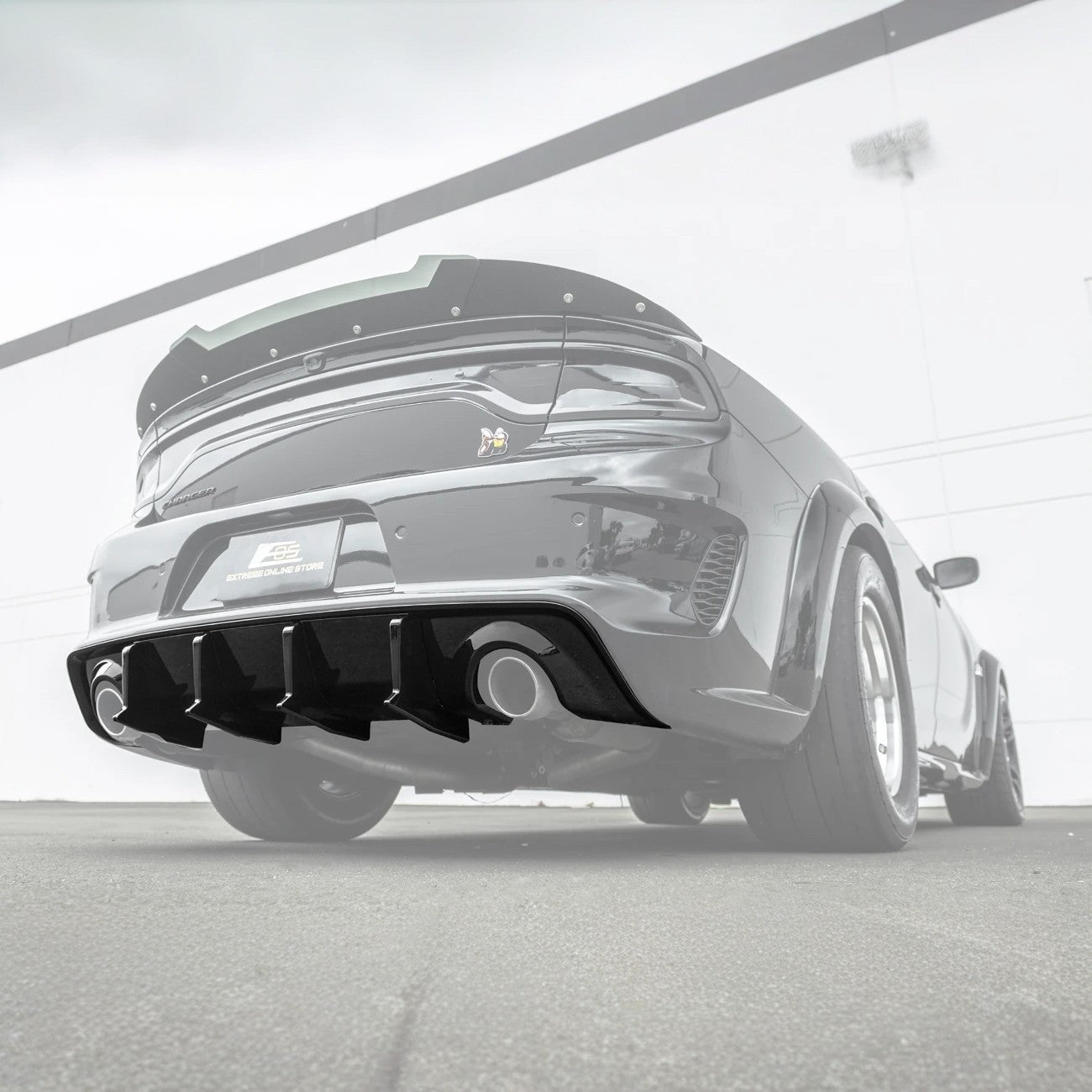 Dodge Charger Widebody SRT Style Matte Black Rear Bumper Exhaust Diffuser 2020-Up