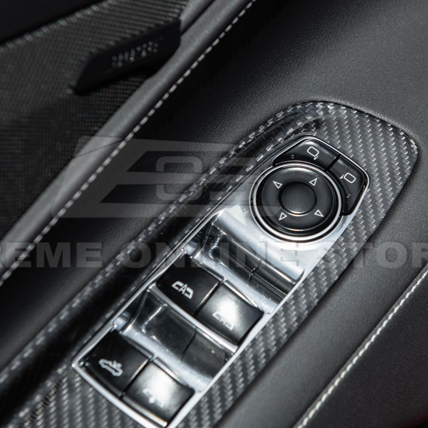Chevrolet Corvette C8 Dry Carbon Fiber Door Window Control Panel Switch Cover Convertible 2020-Up