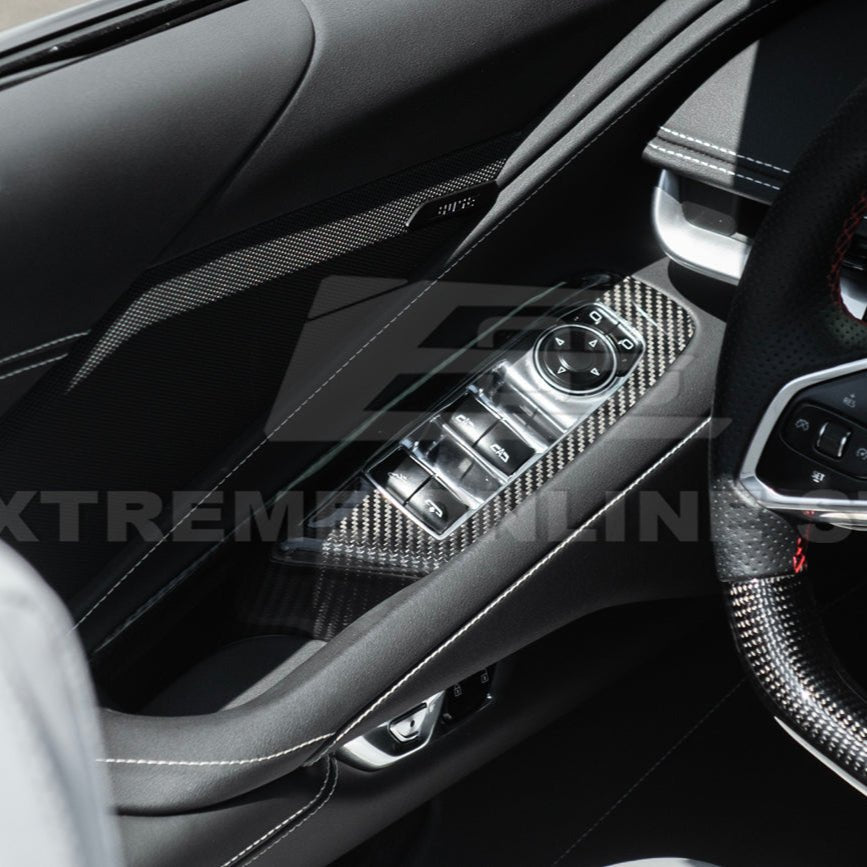 Chevrolet Corvette C8 Dry Carbon Fiber Door Window Control Panel Switch Cover Convertible 2020-Up
