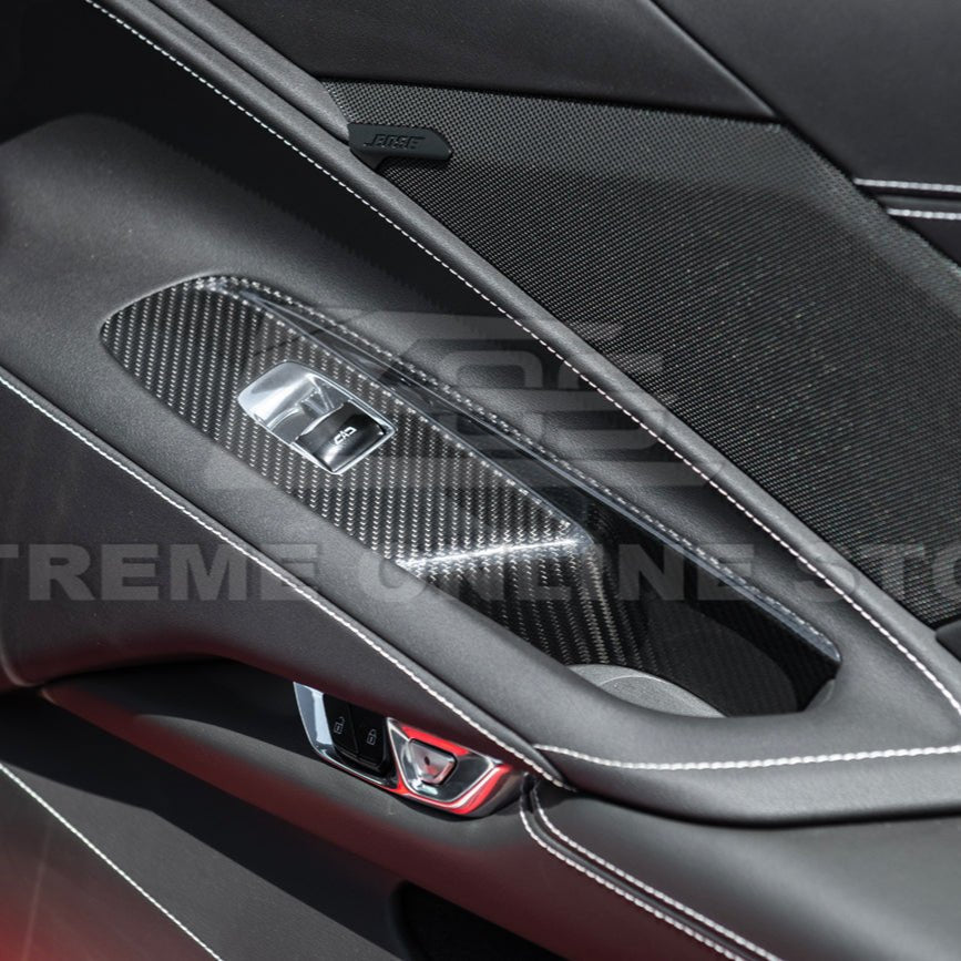 Chevrolet Corvette C8 Dry Carbon Fiber Door Window Control Panel Switch Cover Convertible 2020-Up