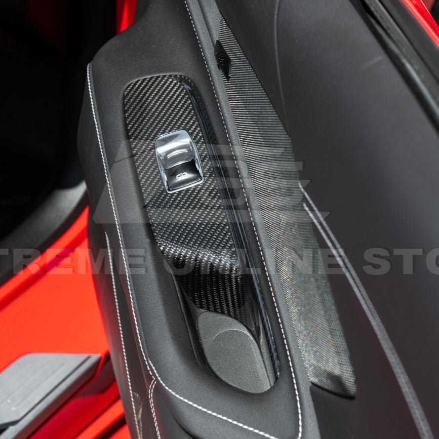 Chevrolet Corvette C8 Dry Carbon Fiber Door Window Control Panel Switch Cover Convertible 2020-Up