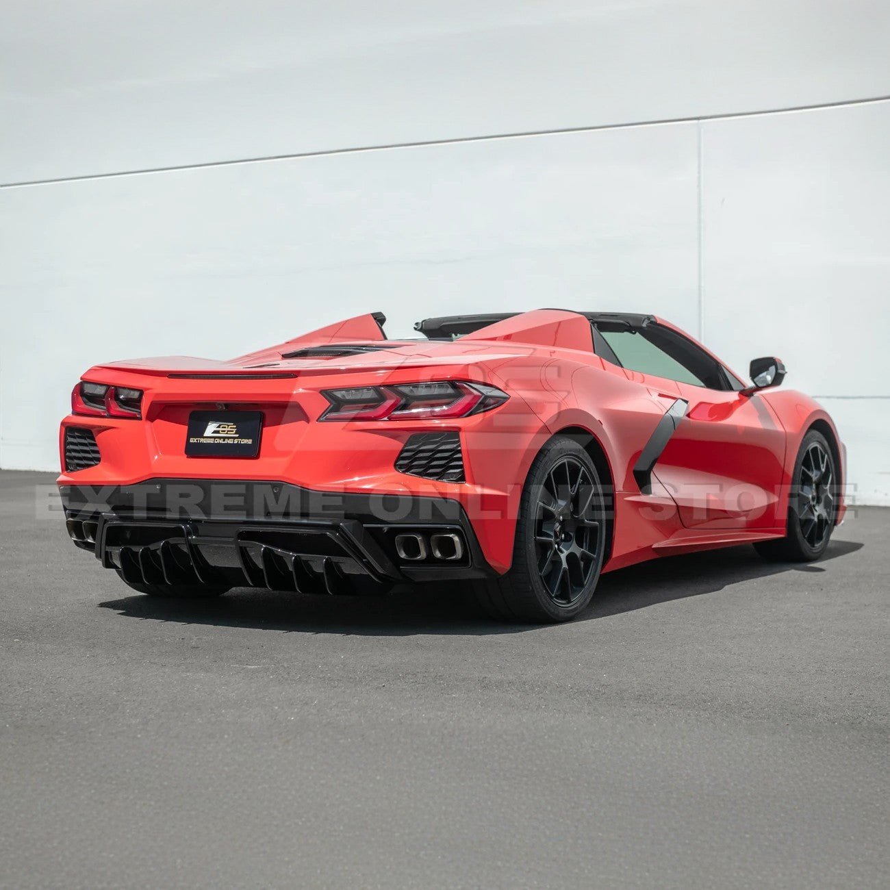 Chevrolet Corvette C8 EOS Performance Track Style Gloss Black Rear Bumper Add-On Diffuser Splitter Lip 2020-Up