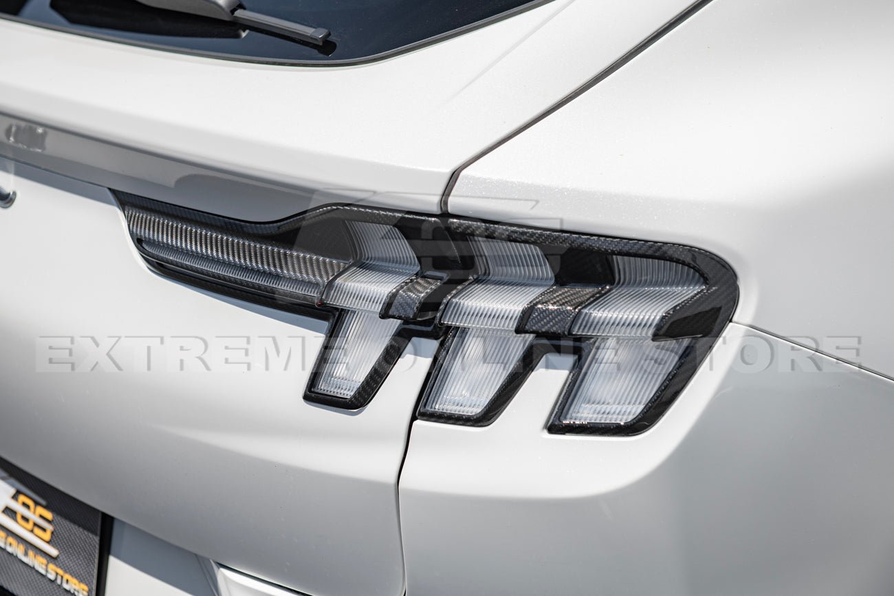 Ford Mustang Mach-E Factory Style Dry Carbon Fiber Rear Tail Light Bezel Covers 2021-Up