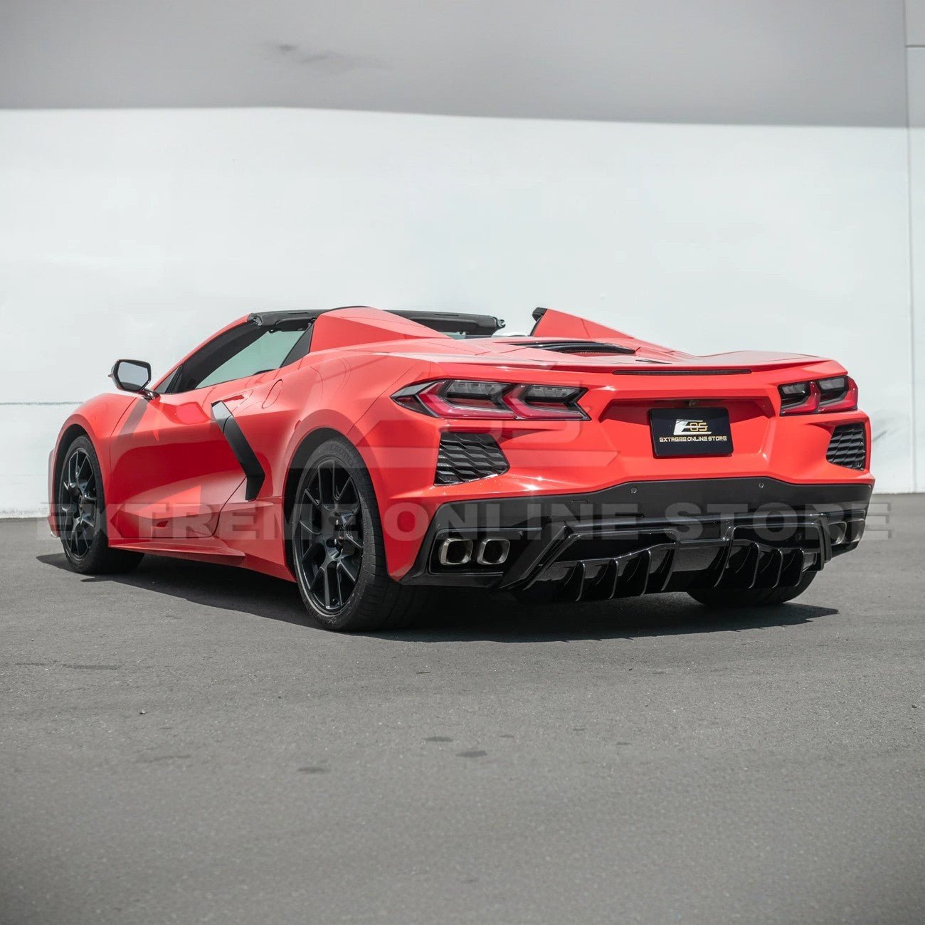 Chevrolet Corvette C8 EOS Performance Track Style Gloss Black Rear Bumper Add-On Diffuser Splitter Lip 2020-Up