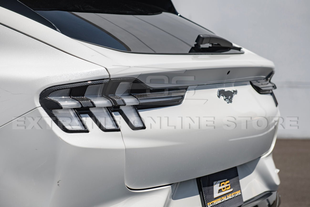 Ford Mustang Mach-E Factory Style Dry Carbon Fiber Rear Tail Light Bezel Covers 2021-Up