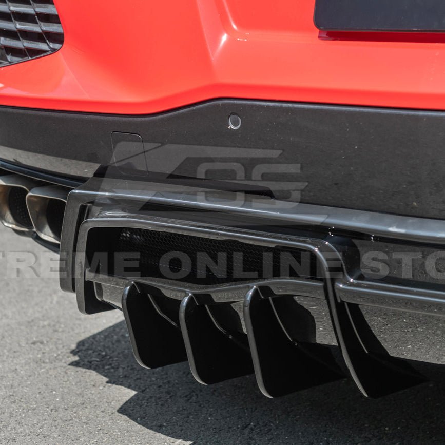 Chevrolet Corvette C8 EOS Performance Track Style Gloss Black Rear Bumper Add-On Diffuser Splitter Lip 2020-Up
