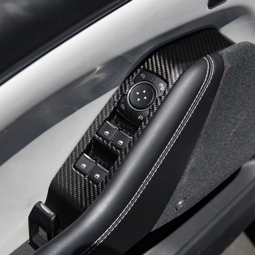 Ford Mustang Mach-E Dry Carbon Fiber Interior Door Glass Lifting Panel Cover Kit 2021-Up