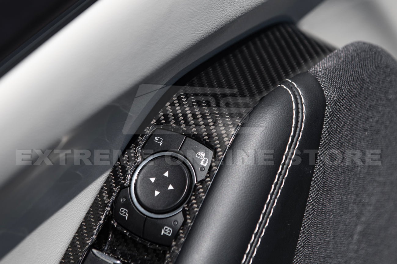 Ford Mustang Mach-E Dry Carbon Fiber Interior Door Glass Lifting Panel Cover Kit 2021-Up