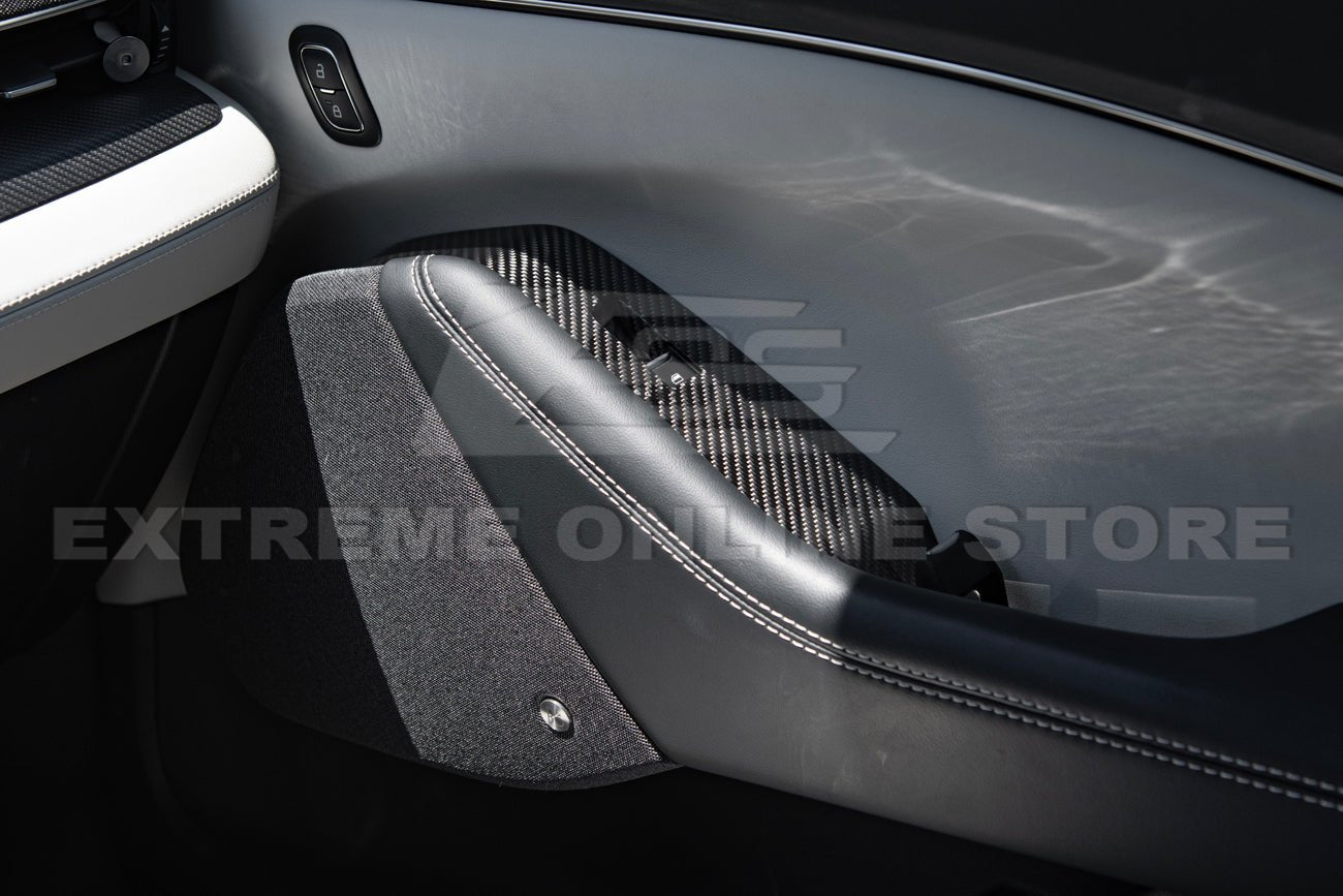 Ford Mustang Mach-E Dry Carbon Fiber Interior Door Glass Lifting Panel Cover Kit 2021-Up