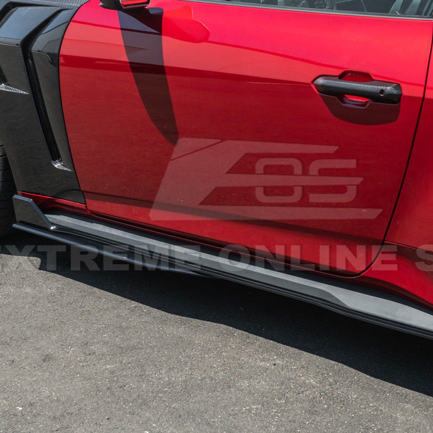 Ford Mustang S650 GT500 Style Gloss Black Add-On Side Skirts Extension 2024-Up