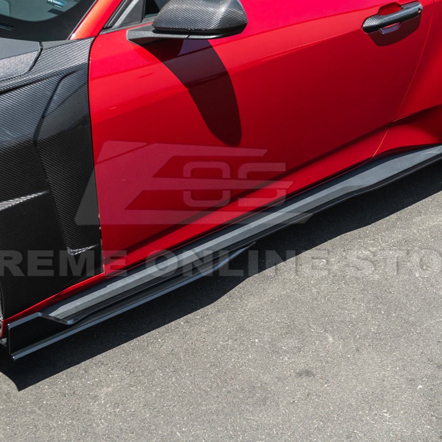 Ford Mustang S650 GT500 Style Gloss Black Add-On Side Skirts Extension 2024-Up
