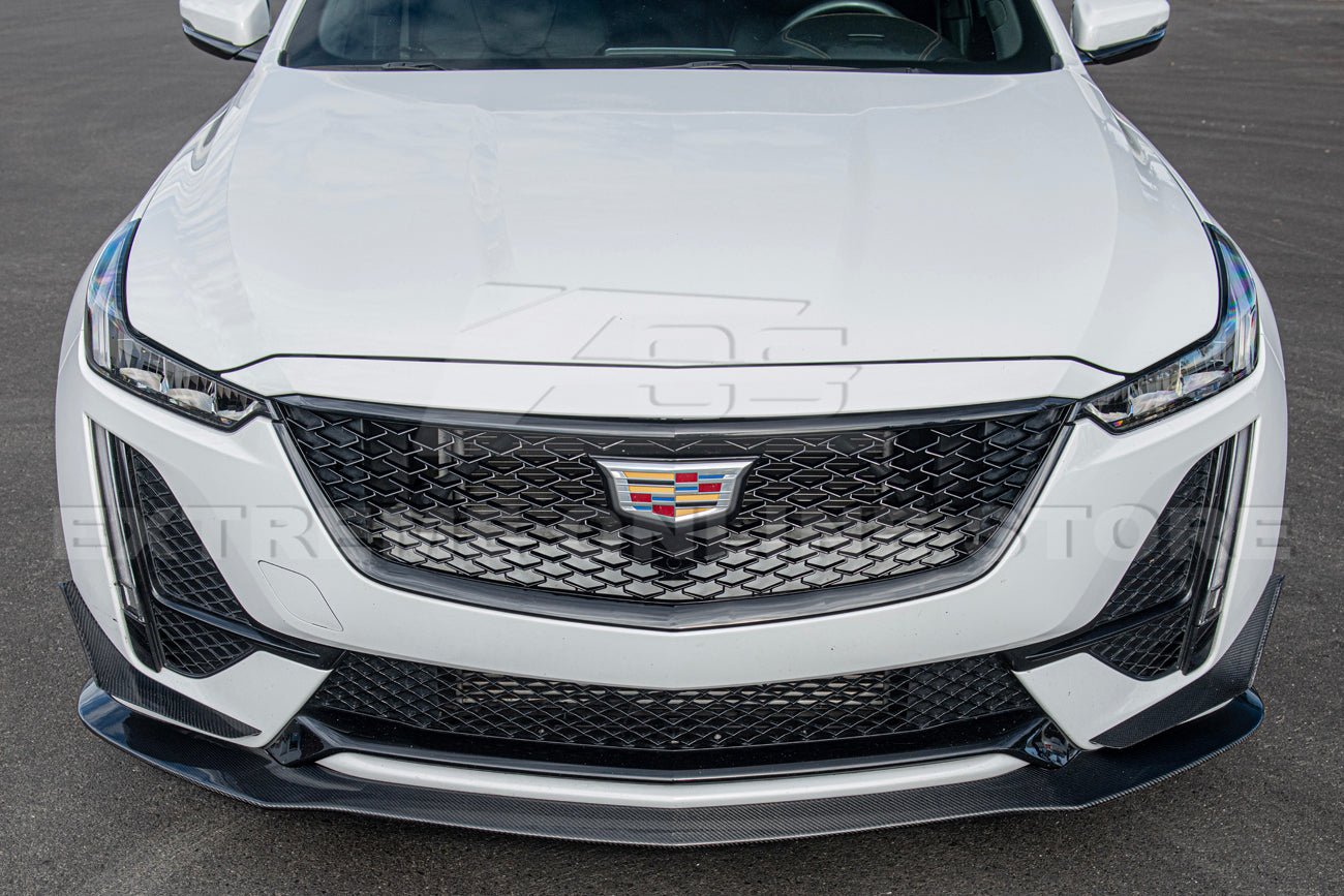 Cadillac CT5 CT5-V Blackwing Style Carbon Fiber Front Lip Splitter Canards 2020-2024