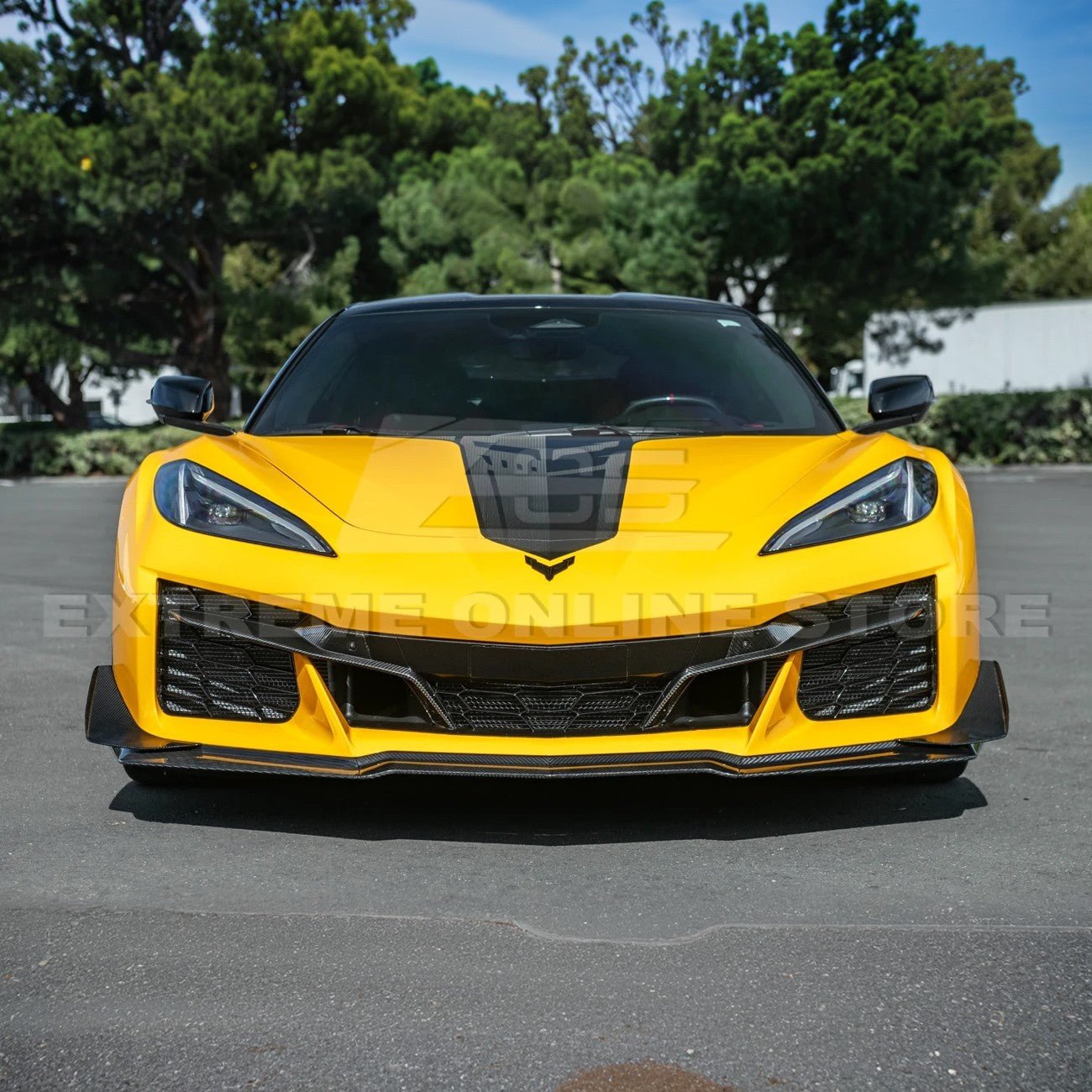 Chevrolet Corvette C8 Z06 E-Ray Z07 Extended Package Dry Carbon Fiber Front Splitter Canards Kit 2023-Up