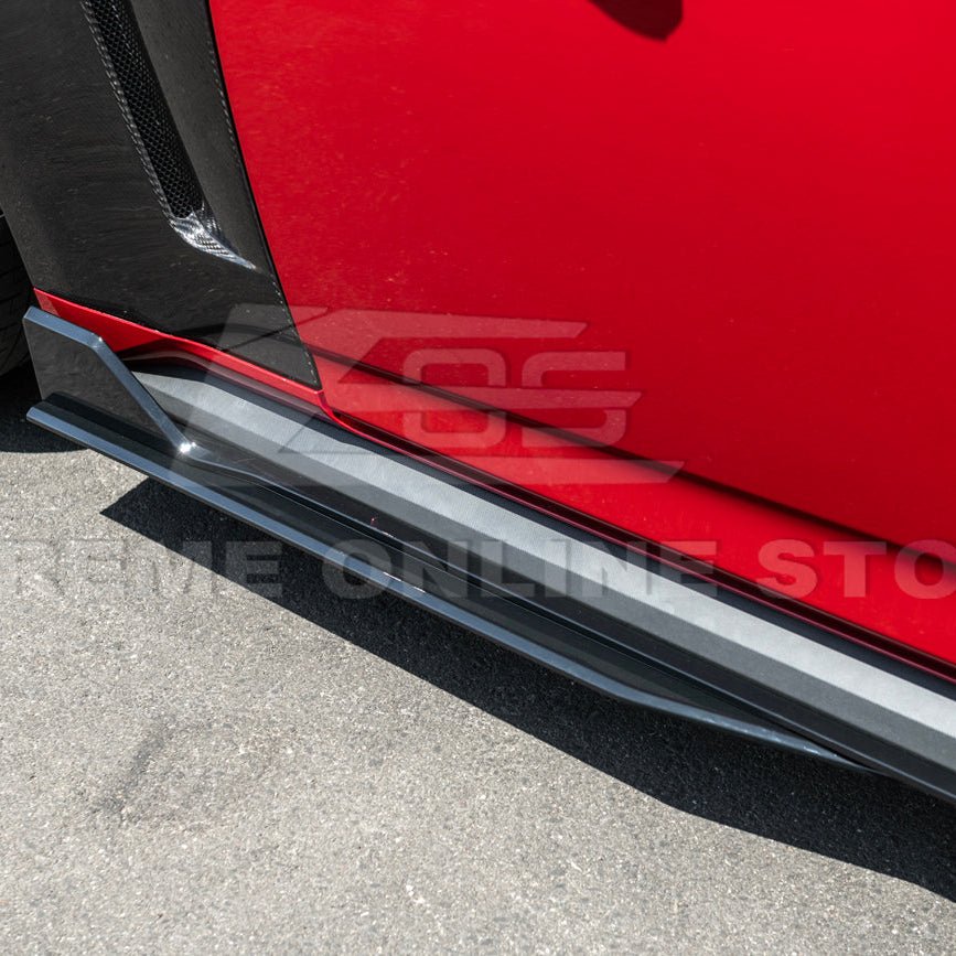 Ford Mustang S650 GT500 Style Gloss Black Add-On Side Skirts Extension 2024-Up
