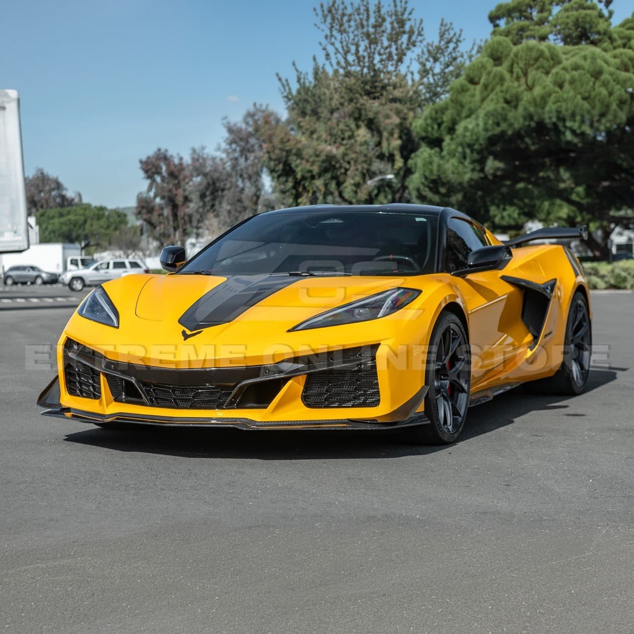 Chevrolet Corvette C8 Z06 E-Ray Z07 Extended Package Dry Carbon Fiber Front Splitter Canards Kit 2023-Up