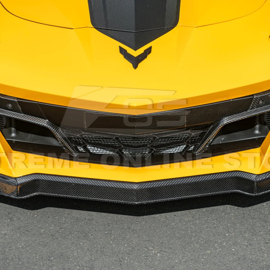 Chevrolet Corvette C8 Z06 E-Ray Z07 Extended Package Dry Carbon Fiber Front Splitter Canards Kit 2023-Up