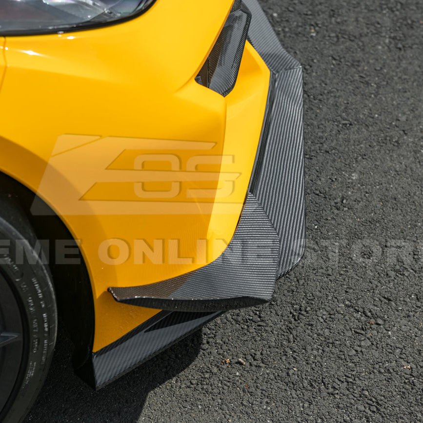 Chevrolet Corvette C8 Z06 E-Ray Z07 Extended Package Dry Carbon Fiber Front Splitter Canards Kit 2023-Up