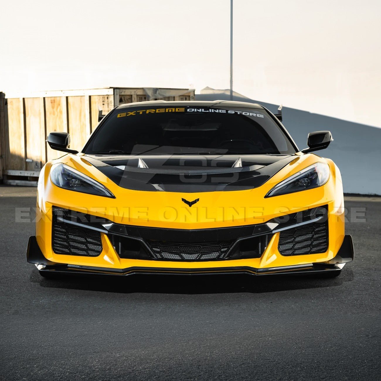 Chevrolet Corvette C8 Z06 E-Ray Z07 Extended Package Dry Carbon Fiber Front Splitter Canards Kit 2023-Up