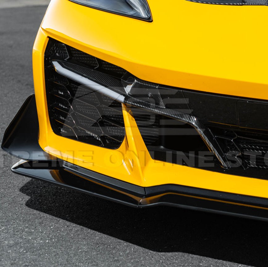 Chevrolet Corvette C8 Z06 E-Ray Z07 Extended Package Dry Carbon Fiber Front Splitter Canards Kit 2023-Up