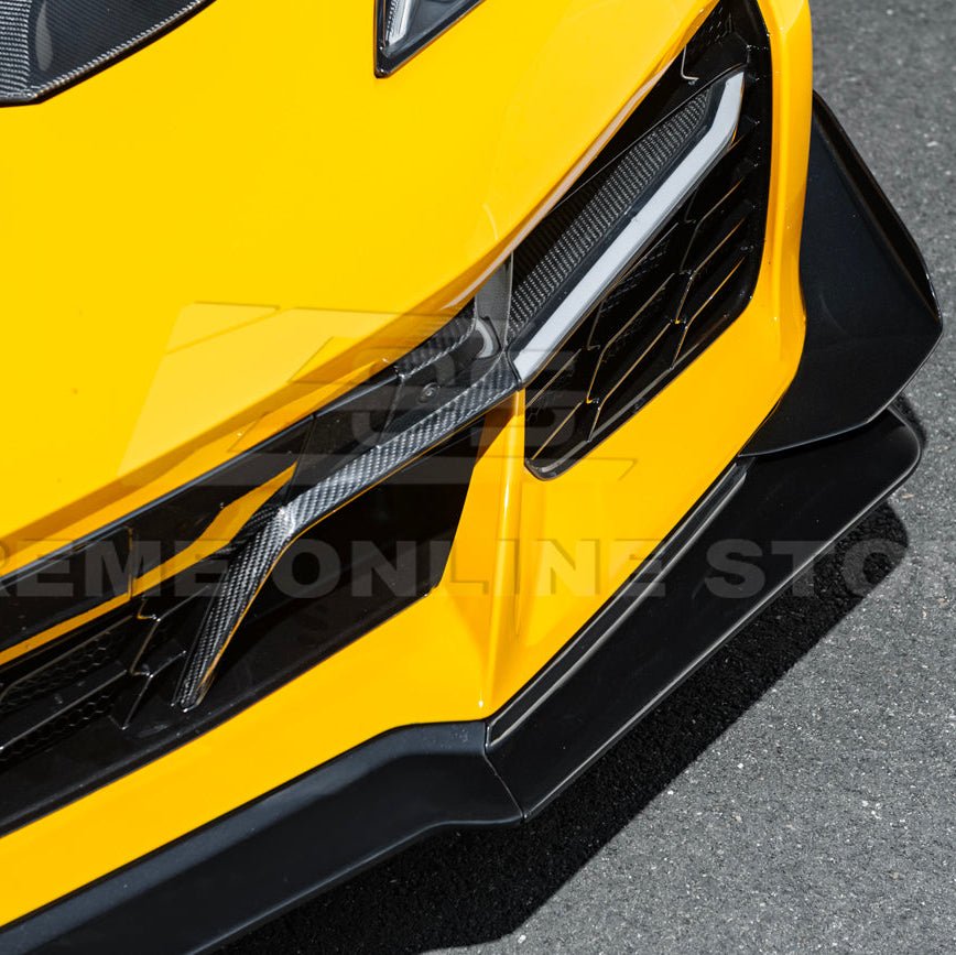 Chevrolet Corvette C8 Z06 E-Ray Z07 Extended Package Dry Carbon Fiber Front Splitter Canards Kit 2023-Up