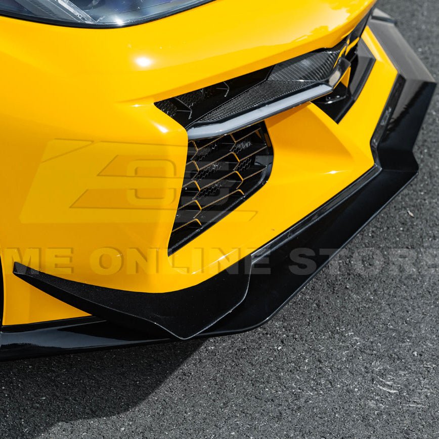Chevrolet Corvette C8 Z06 E-Ray Z07 Extended Package Dry Carbon Fiber Front Splitter Canards Kit 2023-Up
