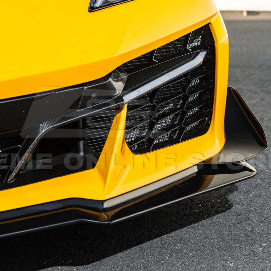 Chevrolet Corvette C8 Z06 E-Ray Z07 Extended Package Dry Carbon Fiber Front Splitter Canards Kit 2023-Up
