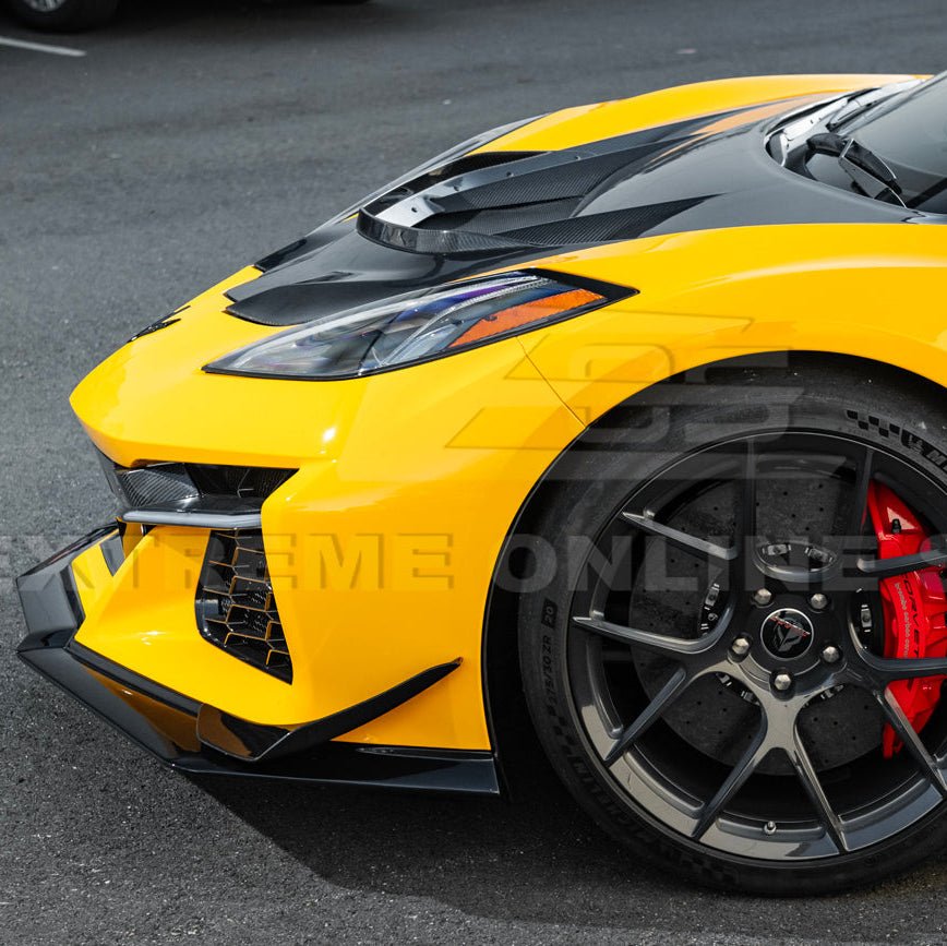 Chevrolet Corvette C8 Z06 E-Ray Z07 Extended Package Dry Carbon Fiber Front Splitter Canards Kit 2023-Up