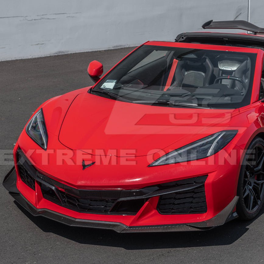 Chevrolet Corvette C8 Z06 Z07 Style Carbon Fiber Front Splitter and Canards Kit 2023-Up