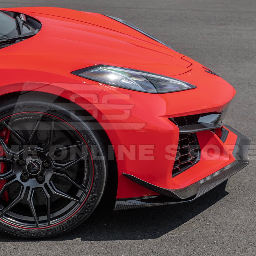 Chevrolet Corvette C8 Z06 Z07 Style Carbon Fiber Front Splitter and Canards Kit 2023-Up