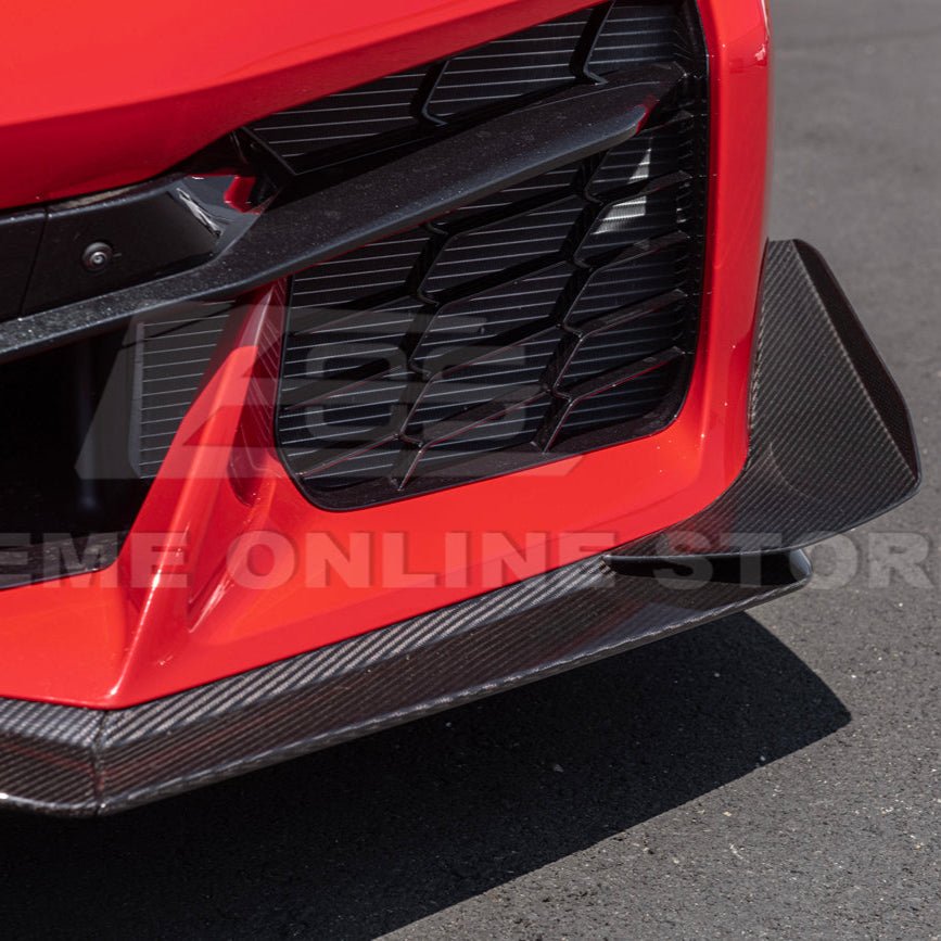 Chevrolet Corvette C8 Z06 Z07 Style Carbon Fiber Front Splitter and Canards Kit 2023-Up