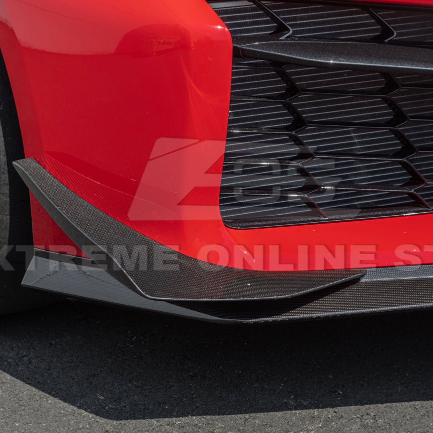 Chevrolet Corvette C8 Z06 Z07 Style Carbon Fiber Front Splitter and Canards Kit 2023-Up