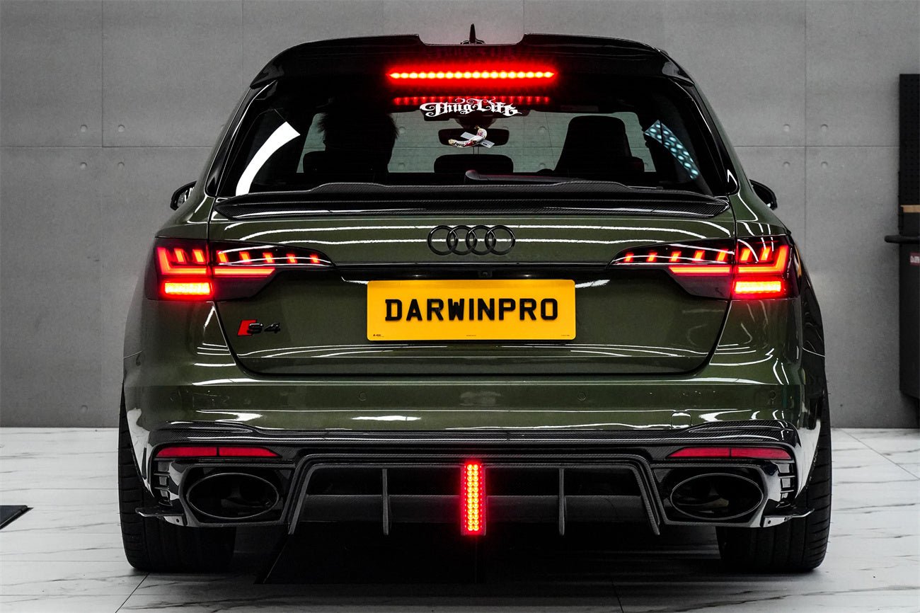 Audi S4 Avant B9.5 BKSS Style Carbon Fiber Rear Diffuser With Exhaust Tips 2020-2025