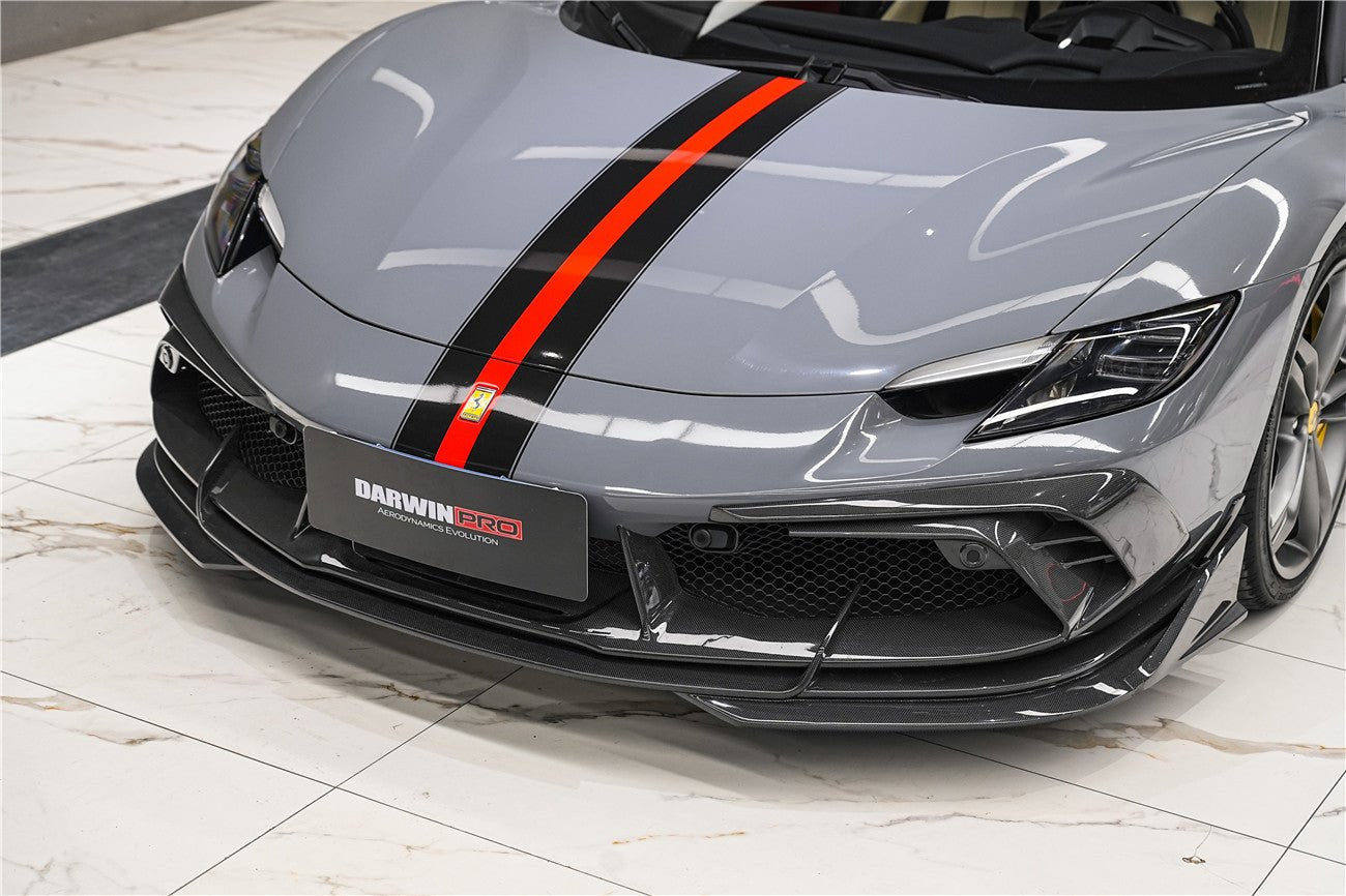 DarwinPRO 2022-2025 Ferrari 296 GTB & GTS Type F171 iMP Style Carbon Fiber Front Bumper Lip Splitter - DarwinPRO Aerodynamics