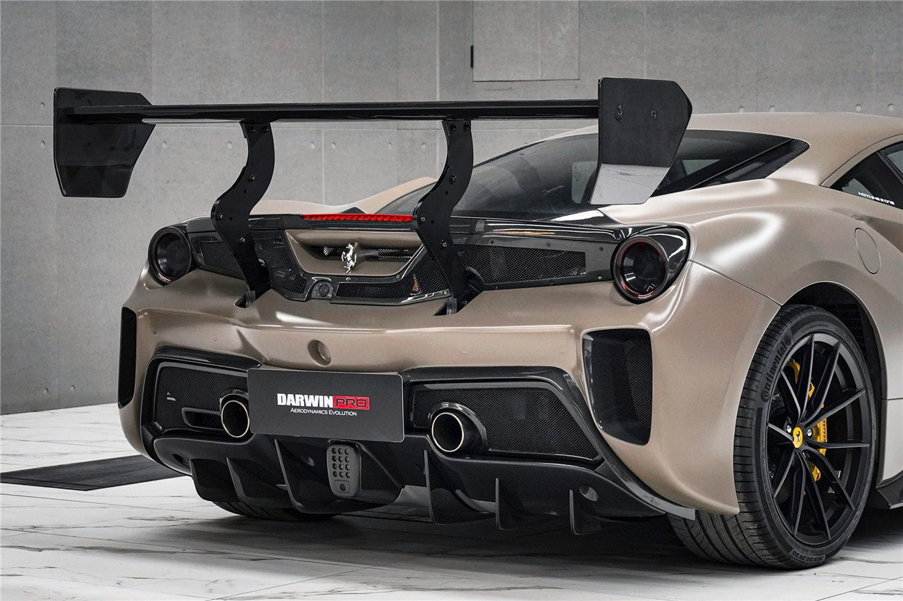 Ferrari 488 GTB Challenge Evo Style Rear Bumper Deck Lid Wing Diffuser Kit 2015-2020
