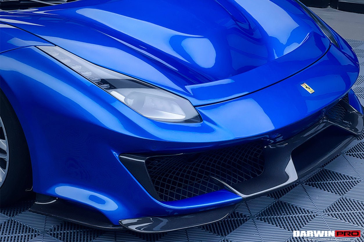 2015-2020 Ferrari 488 GTB | Spider Pista Style Carbon Fiber Front Bumper Set with Hood - DarwinPRO Aerodynamics