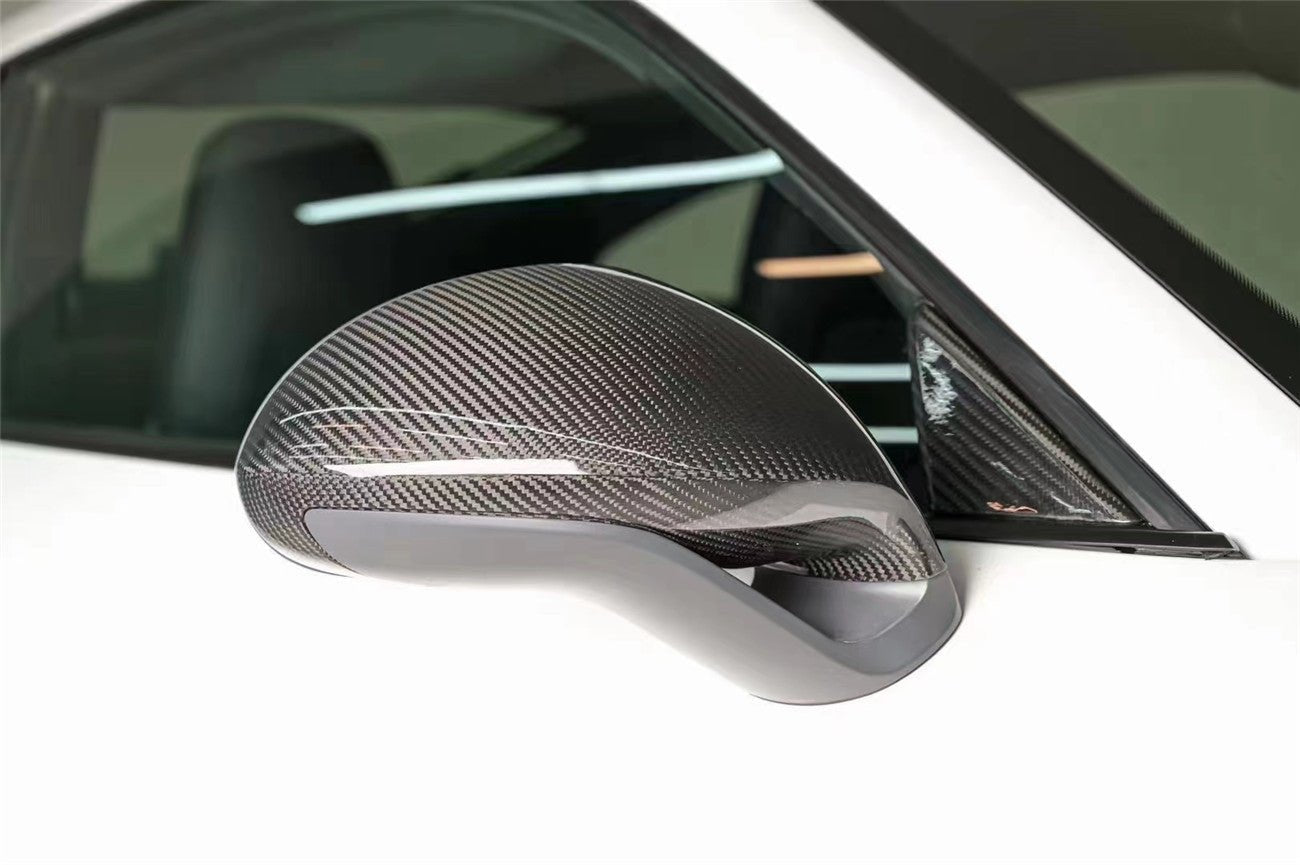 Porsche 911 991 981 OEM Sport Style Dry Carbon Fiber Mirror Housing Replacements 2012-2019