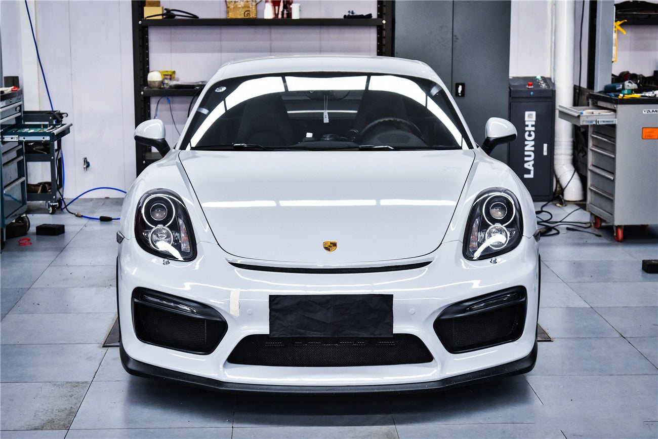 Porsche 981 Boxster Cayman GT4 Style Partial Carbon Fiber Front Bumper 2012-2016