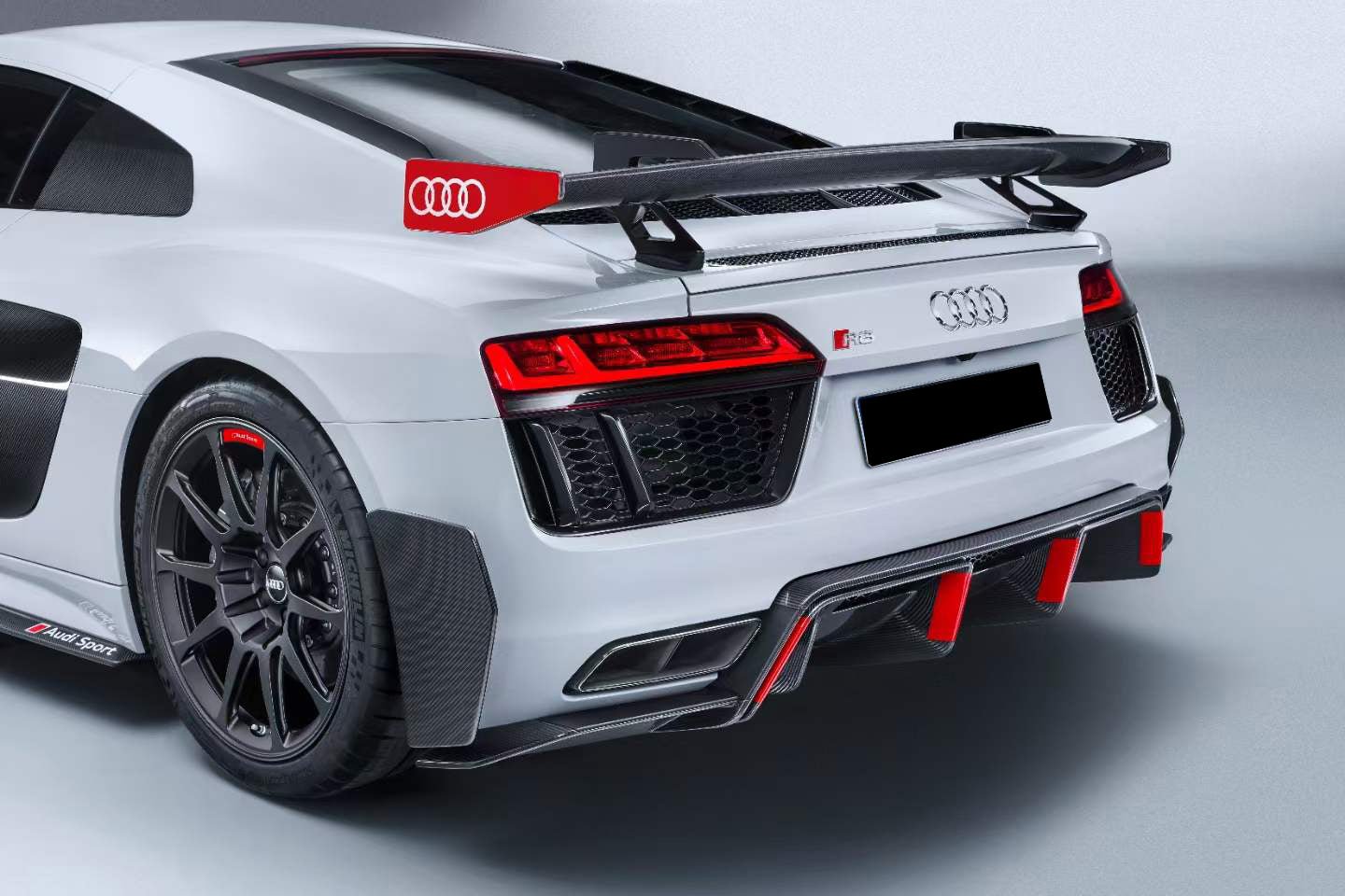 Audi R8 Type 4S Coupe Performance Parts Style Dry Carbon Fiber Trunk Wing with Base and Aluminum Legs 2016-2025